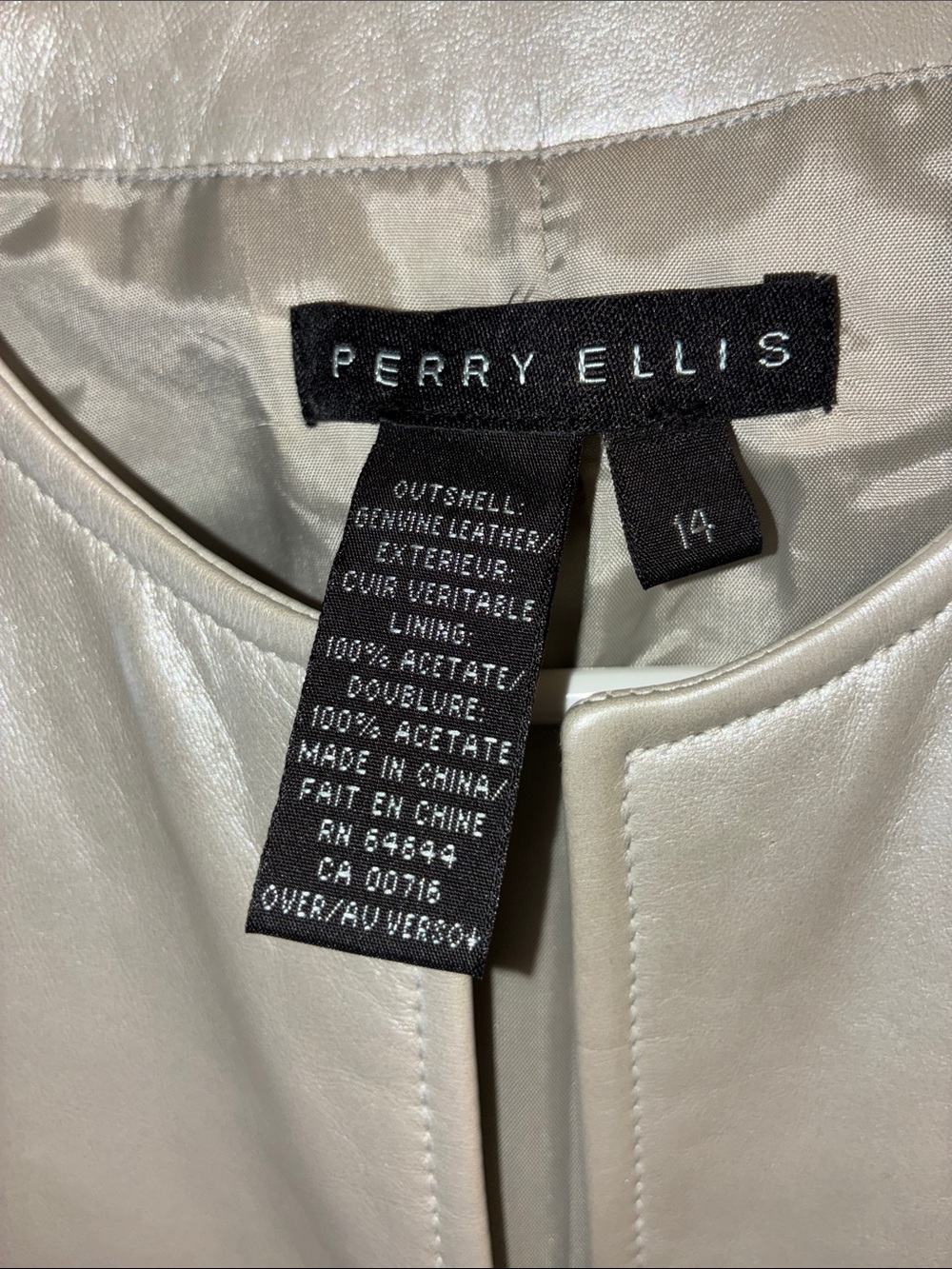 Perry Ellis Women's Ivory Leather Jacket - Picture 3 of 4